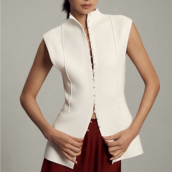 Anthropologie Tops - Anthropologie mock neck Sleeveless Button-Up top